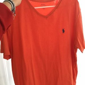 orange polo ralph lauren vneck t-shirt
